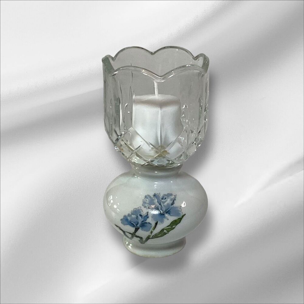Wicks N Sticks Vintage Ceramic & Crystal Candle Votive Holder
